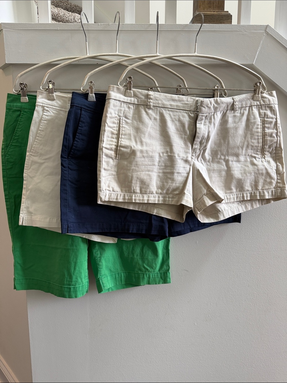 Lot of 4 Casual Cotton Shorts - Cream, Navy, White, Green